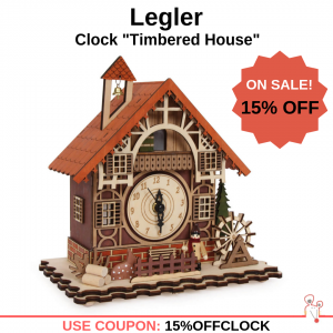 15% OFF Legler - Clock "Timbered House" Music Box Lighted Christmas Decoration