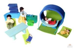 Grimm s Portable Doll House Blue Green Amousewithahouse