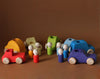 Skandico - A Set of 6 peg people and 6 toy cars (Rainbow colors) available at Amousewithahouse